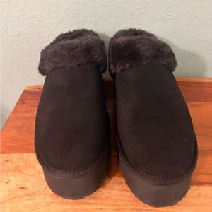 Black Fur-Lined Mules